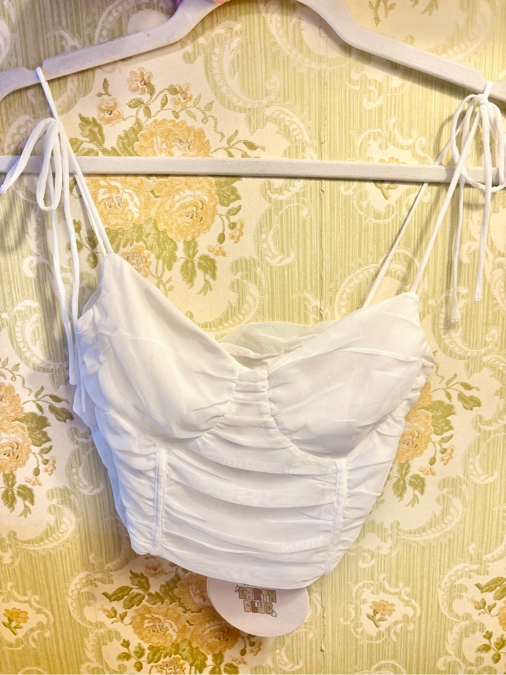 princess polly stephano top white nwt ruched mesh corset cami y2k coquette